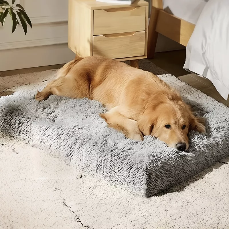 Hundebett, waschbares Hundebett, Hundematratze, Plüsch-Hundebett, wärmendes Hundebett, rechteckiges Hundebett, Hundekissen