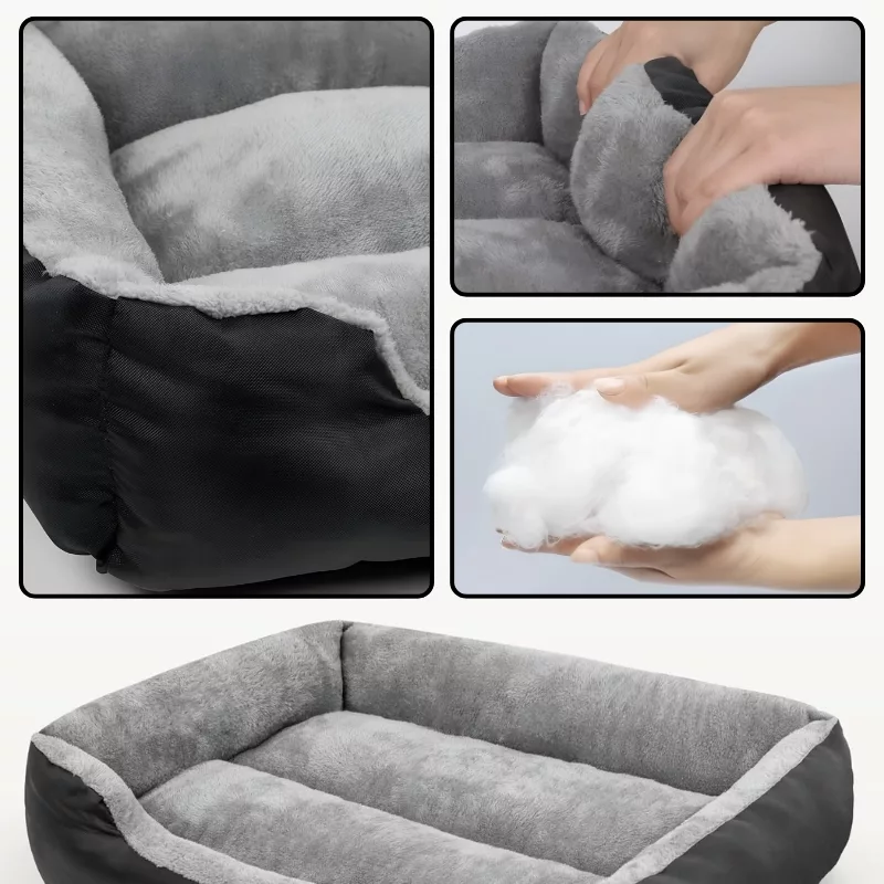 Hundebett, waschbares Hundebett, Hundematratze, Plüsch-Hundebett, wärmendes Hundebett, rechteckiges Hundebett