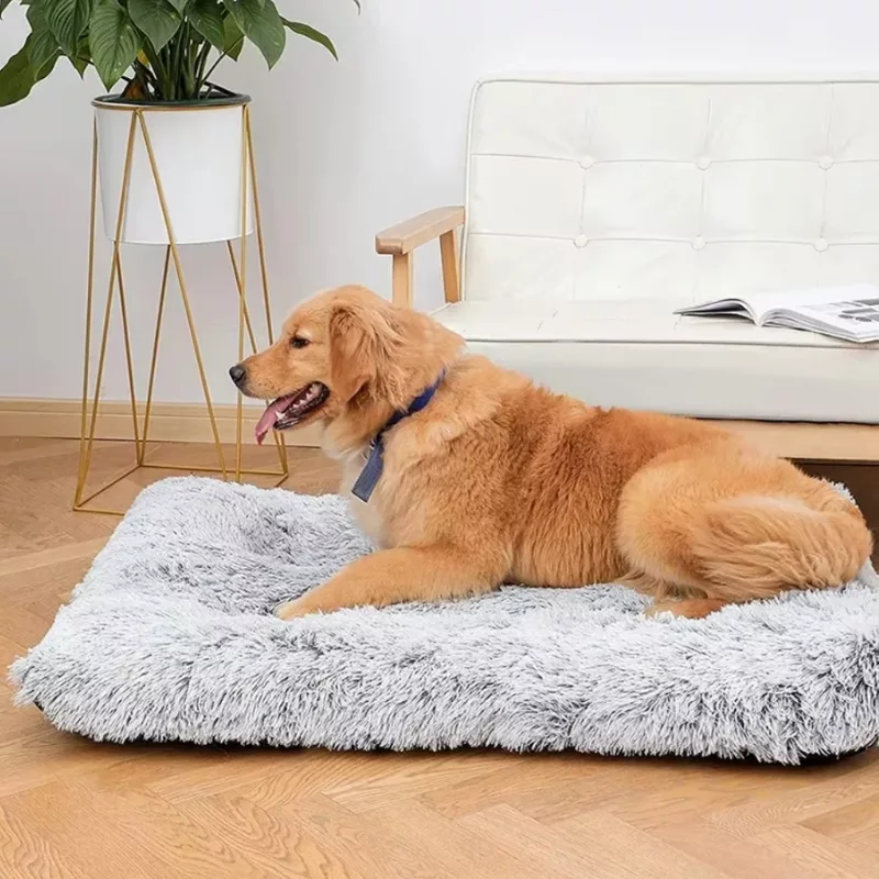 Hundebett, waschbares Hundebett, Hundematratze, Plüsch-Hundebett, wärmendes Hundebett, rechteckiges Hundebett, Hundekissen