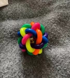 Erhalten Farbenfroher Hundekauknochen mit Glocke vom Kunden P*****p.