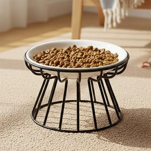 cat bowl with stand, elevated cat bowl, raised cat bowl, cat food stand, ceramic cat bowl with stand