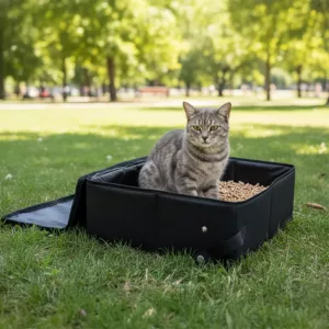 portable litter box, folding litter box, cat litter box, waterproof litter box