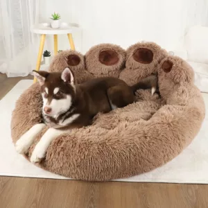 fluffy dog bed, dog bed with high sides, calming dog bed, anti anxiety dog bed, round fluffy dog bed, large fluffy dog bed