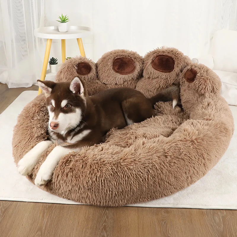 fluffy dog bed, dog bed with high sides, calming dog bed, anti anxiety dog bed, round fluffy dog bed, large fluffy dog bed