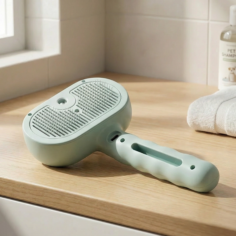 dog steam brush, dog steam grooming brush, dog cleaning brush, dog hair remover, pet deshedding tool